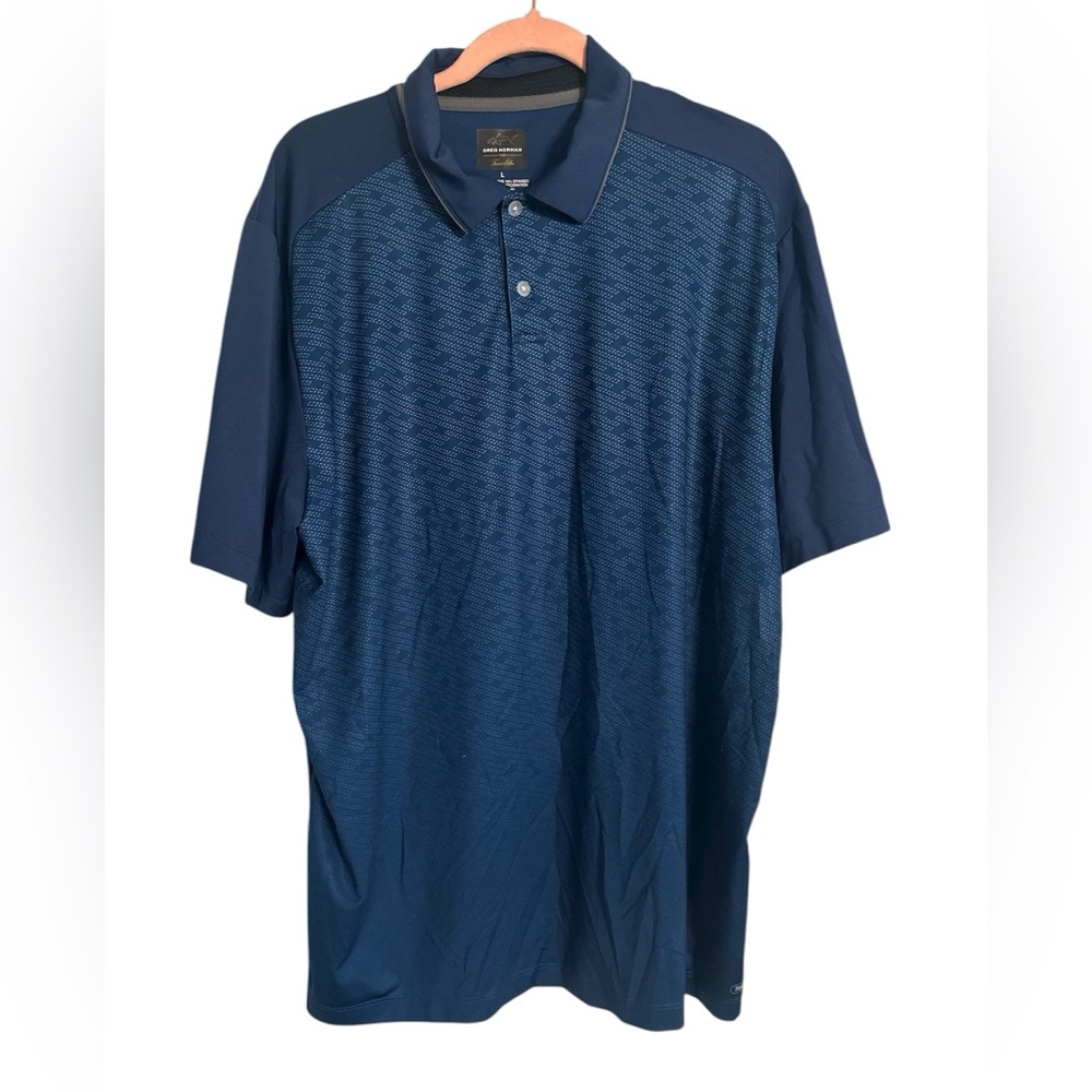 Greg Norman for Tasso Elba Men's Golf Polo Shirt Navy Blue Heather Size L